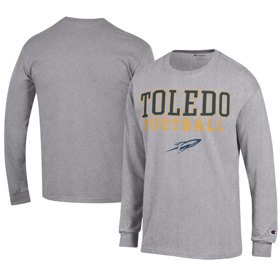 Men's Champion Gray Toledo Rockets Football Jersey Long Sleeve T-Shirt