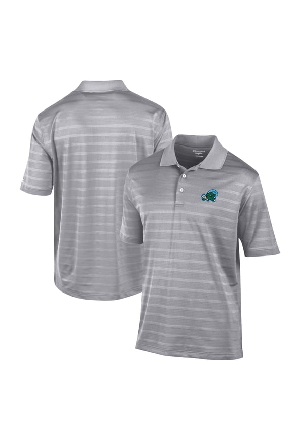 Men's Champion Gray Tulane Green Wave Textured Solid Polo