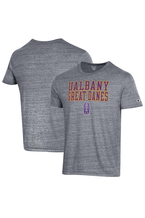 Men's Champion Gray UAlbany Great Danes Ultimate Triblend T-Shirt