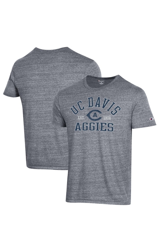 Men's Champion Gray UC Davis Aggies Ultimate Tri-Blend T-Shirt