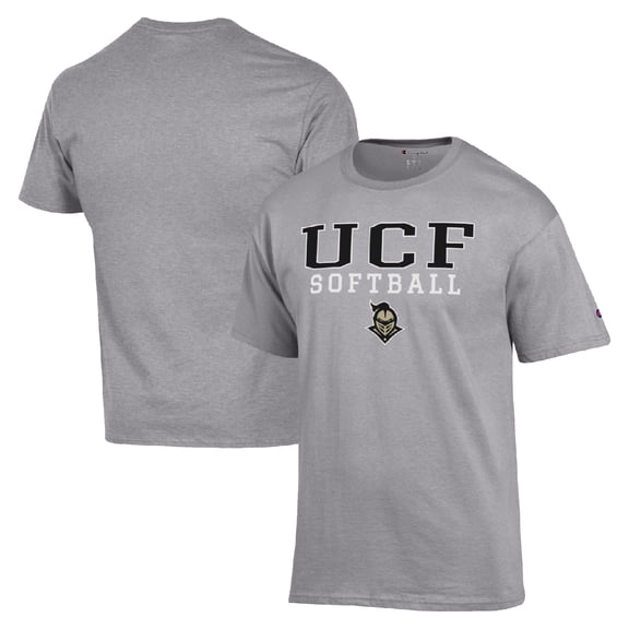 Men's Champion Gray UCF Knights Stack Logo Softball Powerblend T-Shirt