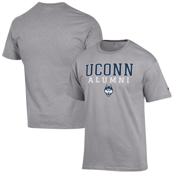 Men's Champion  Gray UConn Huskies Alumni Logo Stack T-Shirt