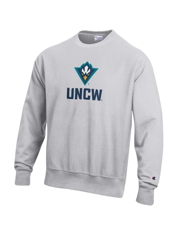 Men's Champion Gray UNC Wilmington Seahawks Arch Logo Reverse Weave Crew