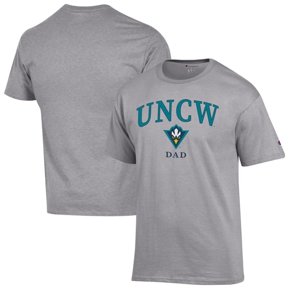 Men's Champion Gray UNC Wilmington Seahawks Dad Logo T-Shirt