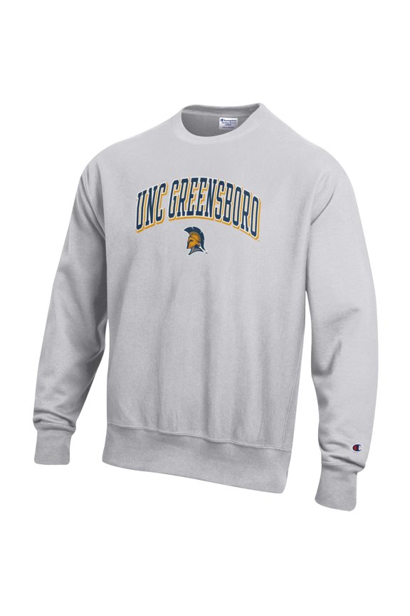 Men's Champion Gray UNCG Spartans Arch Logo Reverse Weave Crew