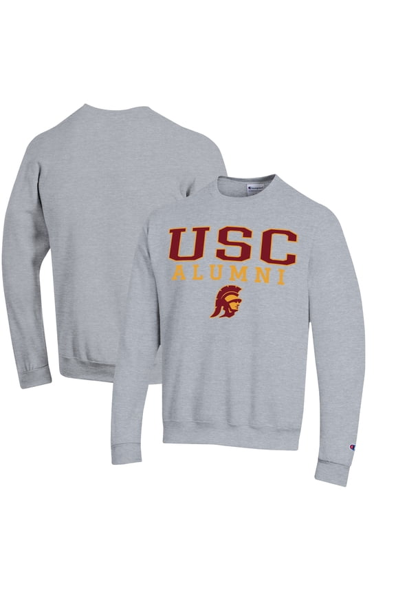 Men's Champion  Gray USC Trojans Alumni Logo Pullover Sweatshirt