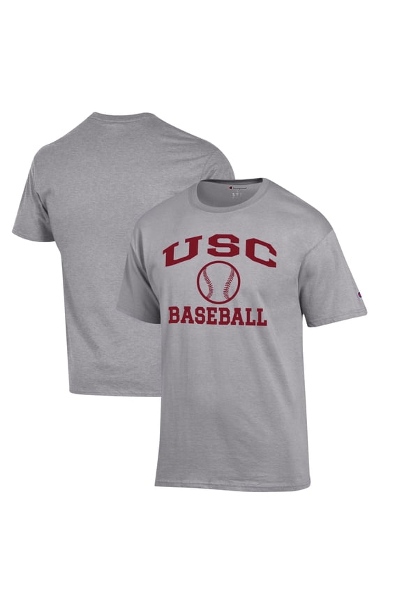 Men's Champion Gray USC Trojans Baseball Icon T-Shirt
