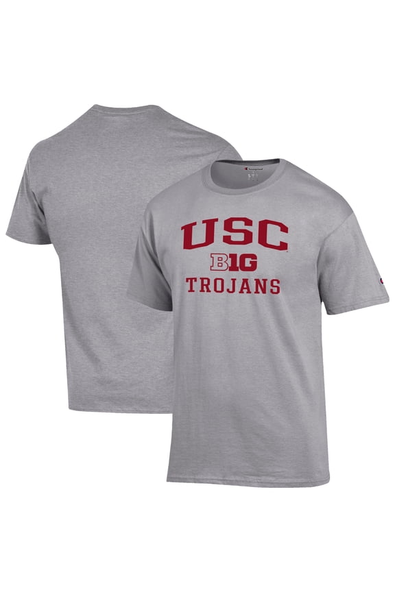 Men's Champion Gray USC Trojans Big Ten T-Shirt