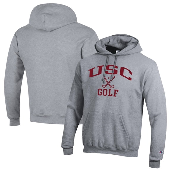 Men's Champion  Gray USC Trojans Icon Golf Powerblend Pullover Hoodie
