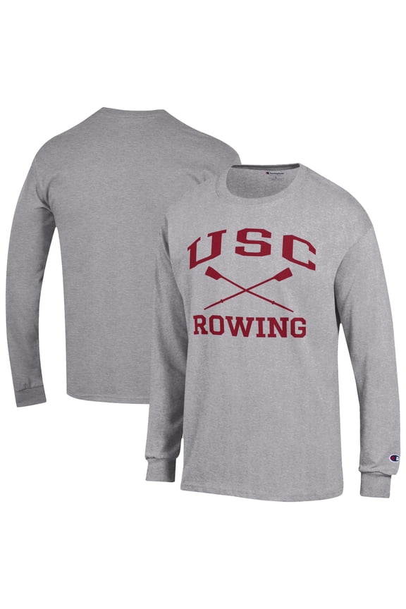 Men's Champion  Gray USC Trojans Rowing Jersey Long Sleeve T-Shirt
