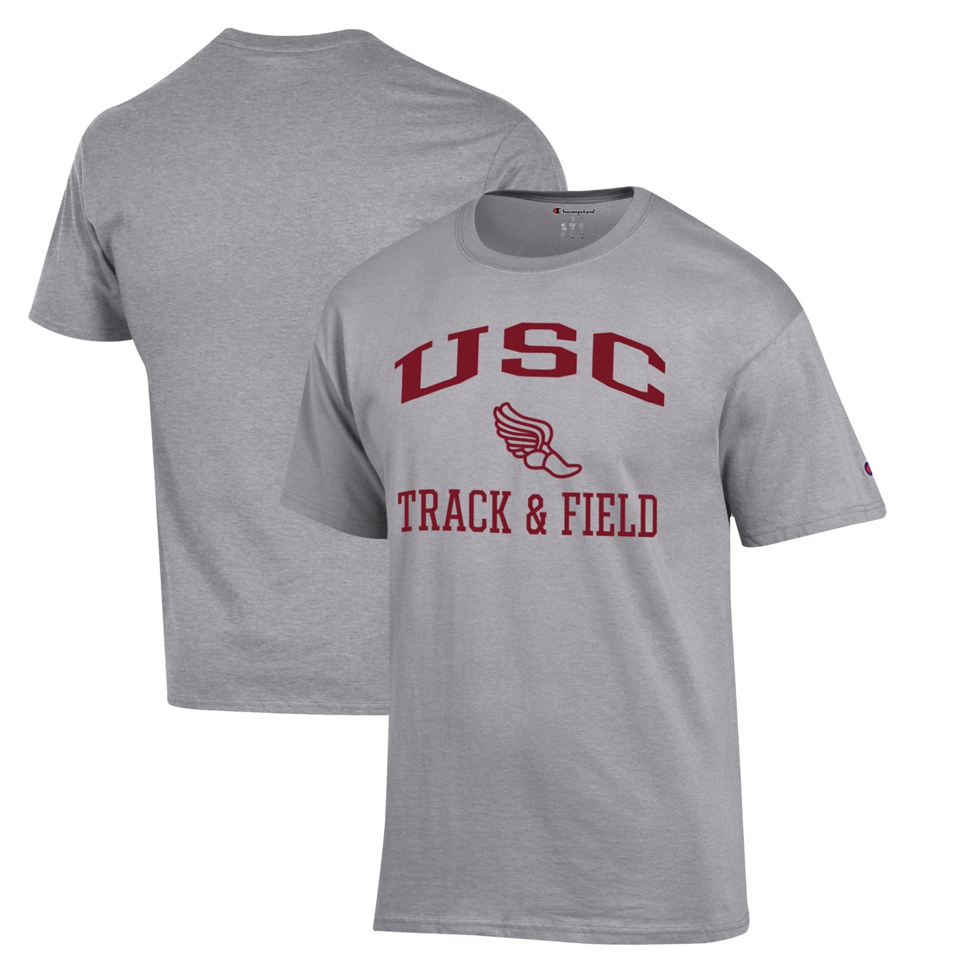 Men's Champion  Gray USC Trojans Track & Field Icon T-Shirt