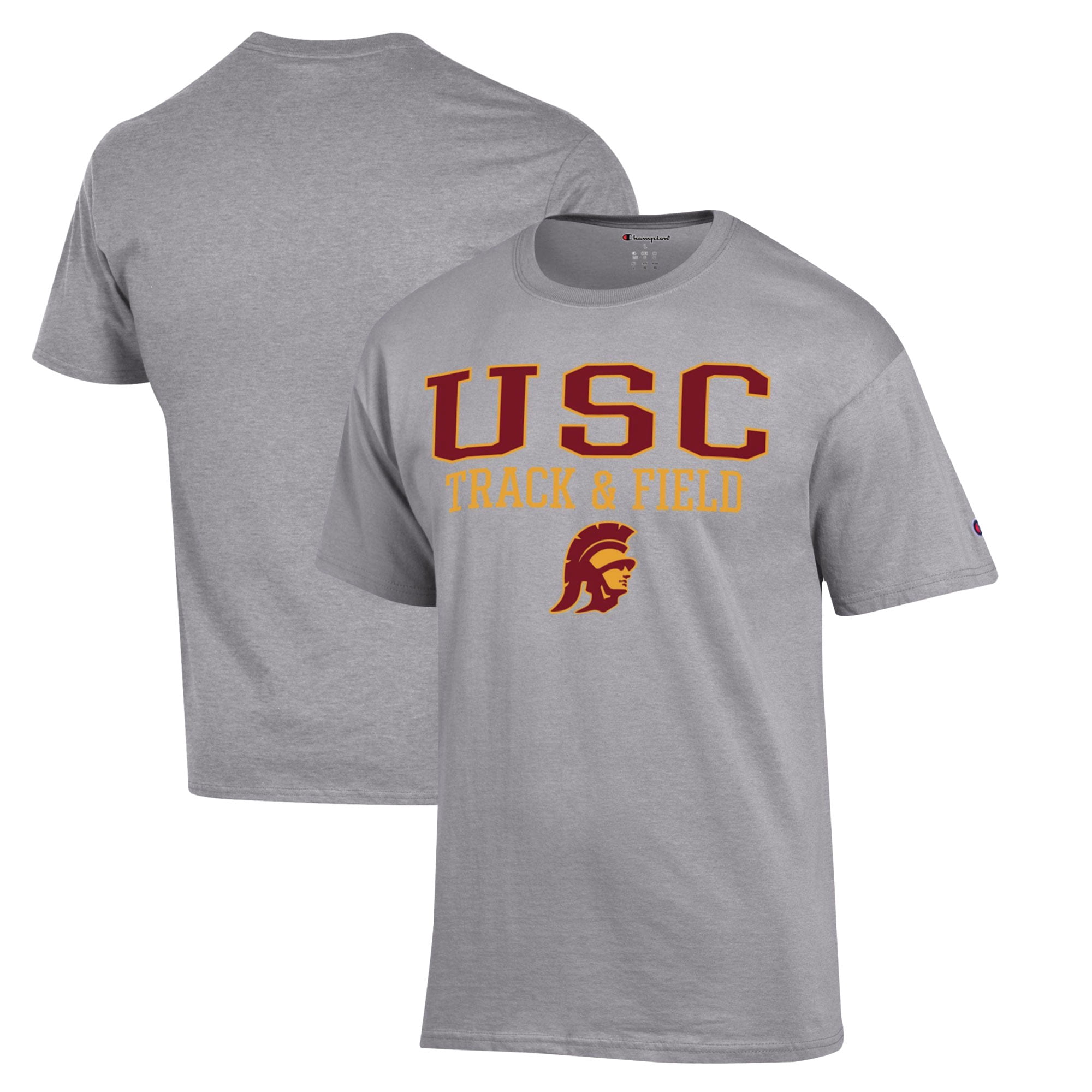 Men's Champion  Gray USC Trojans Track & Field Stack T-Shirt