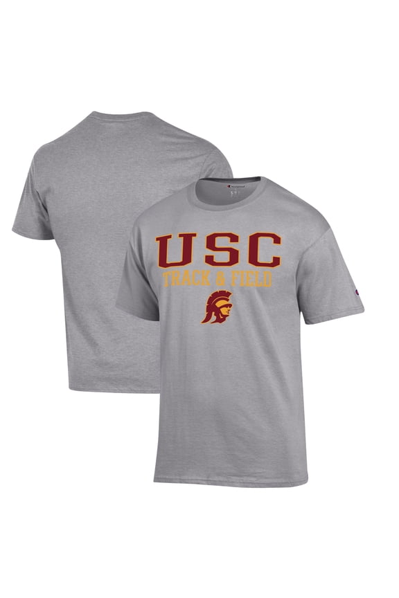 Men's Champion Gray USC Trojans Track & Field Stack T-Shirt
