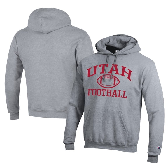 Men's Champion  Gray Utah Utes Football Eco Powerblend Pullover Hoodie