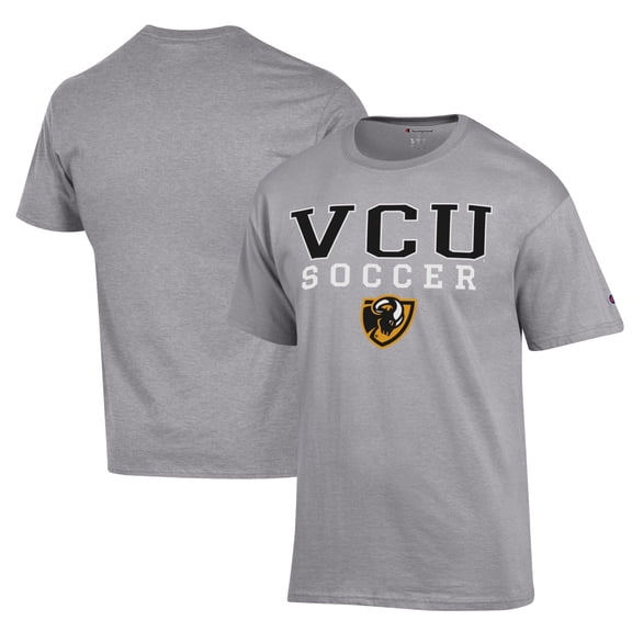Men's Champion Gray VCU Rams Soccer Stack Logo Powerblend T-Shirt