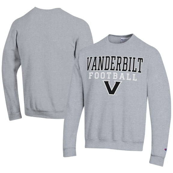 Men's Champion Gray Vanderbilt Commodores Football Powerblend Pullover Sweatshirt
