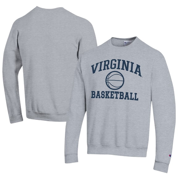 Men's Champion  Gray Virginia Cavaliers Icon Logo Basketball Eco Powerblend Pullover Sweatshirt
