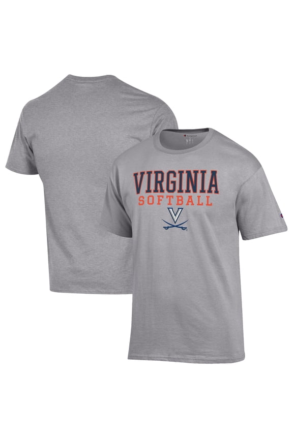 Men's Champion Gray Virginia Cavaliers Softball Stack T-Shirt