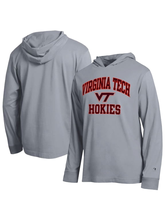 Men's Champion Heather Gray Virginia Tech Hokies High Motor All-Star Long Sleeve Hooded T-Shirt