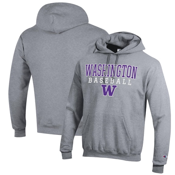Men's Champion Gray Washington Huskies Baseball Stack Pullover Hoodie
