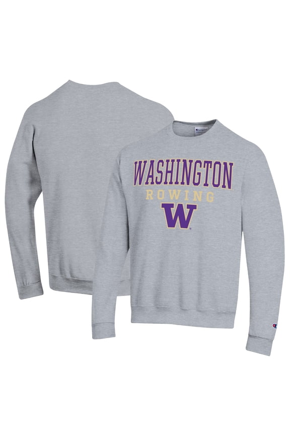 Men's Champion Gray Washington Huskies Rowing Eco Powerblend Pullover Sweatshirt