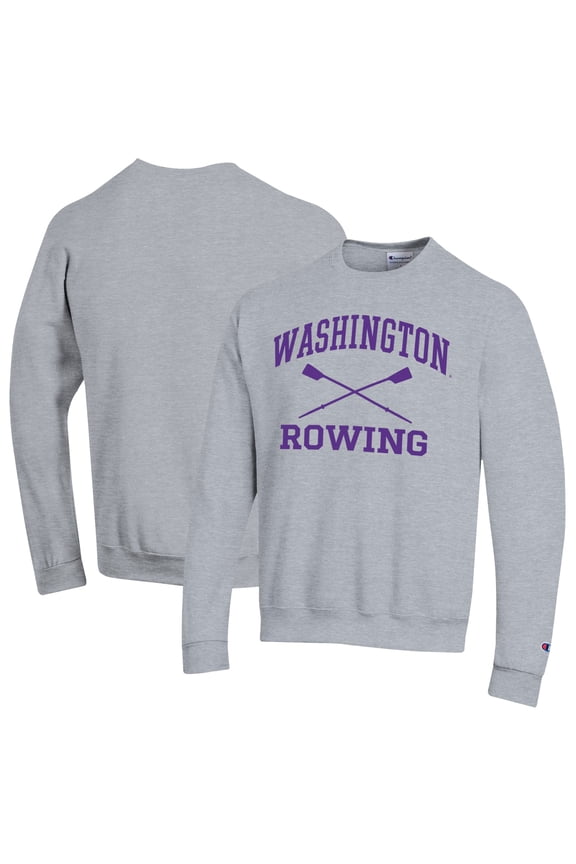 Men's Champion  Gray Washington Huskies Rowing Oars Eco Powerblend Pullover Sweatshirt