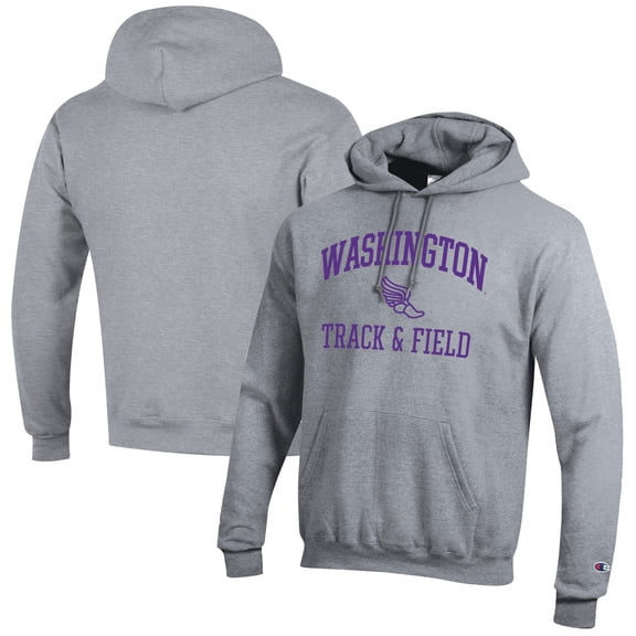 Men's Champion  Gray Washington Huskies Track & Field Icon Powerblend Pullover Hoodie