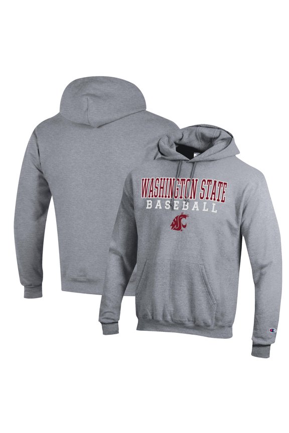 Men's Champion Gray Washington State Cougars Baseball Stack Pullover Hoodie