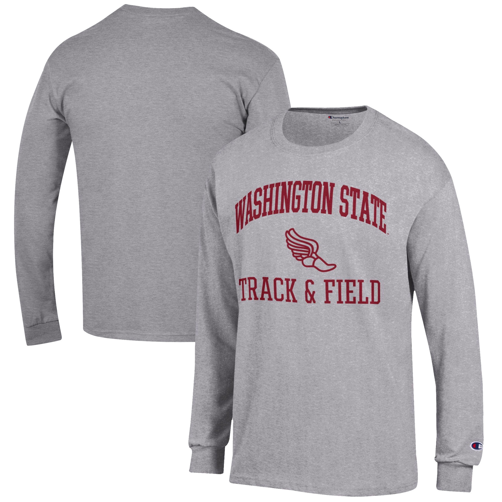 Men's Champion  Gray Washington State Cougars Track & Field Icon Long Sleeve T-Shirt