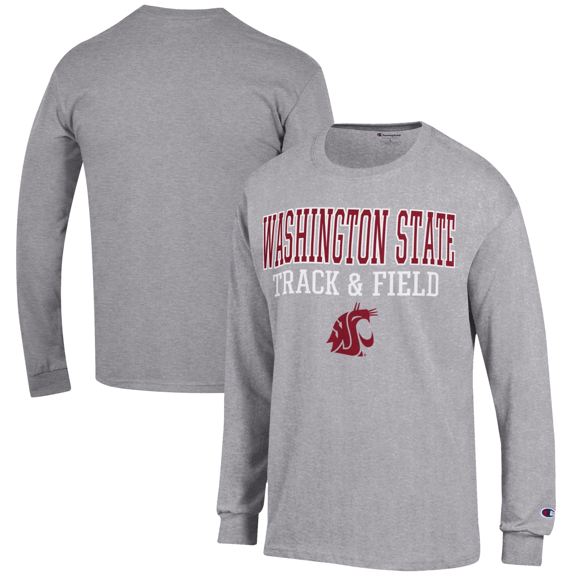 Men's Champion  Gray Washington State Cougars Track & Field Stack Long Sleeve T-Shirt