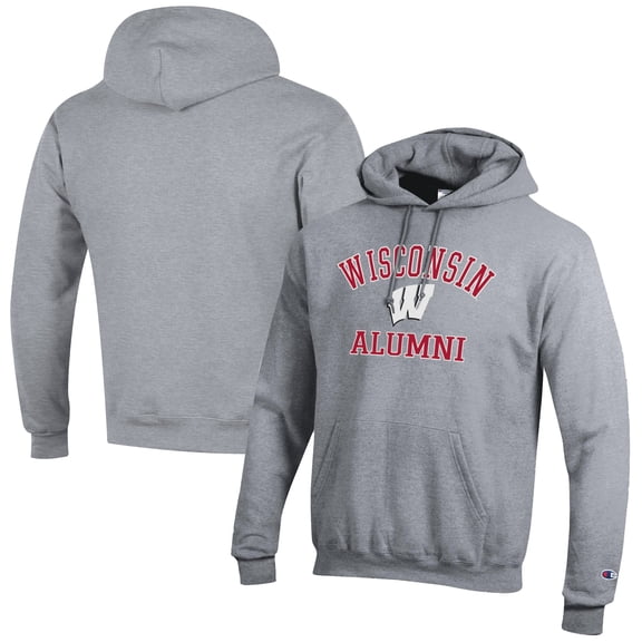 Men's Champion Gray Wisconsin Badgers Alumni Logo Pullover Hoodie