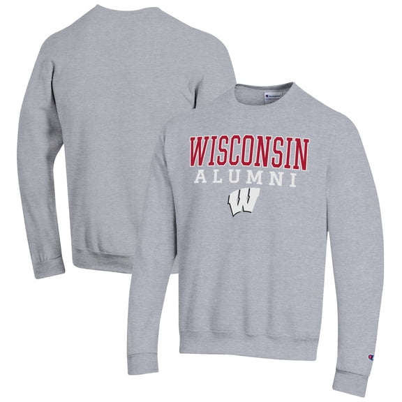 Men's Champion Gray Wisconsin Badgers Alumni Logo Pullover Sweatshirt