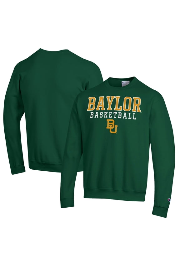 Men's Champion Green Baylor Bears Basketball Stack Pullover Crewneck Sweatshirt