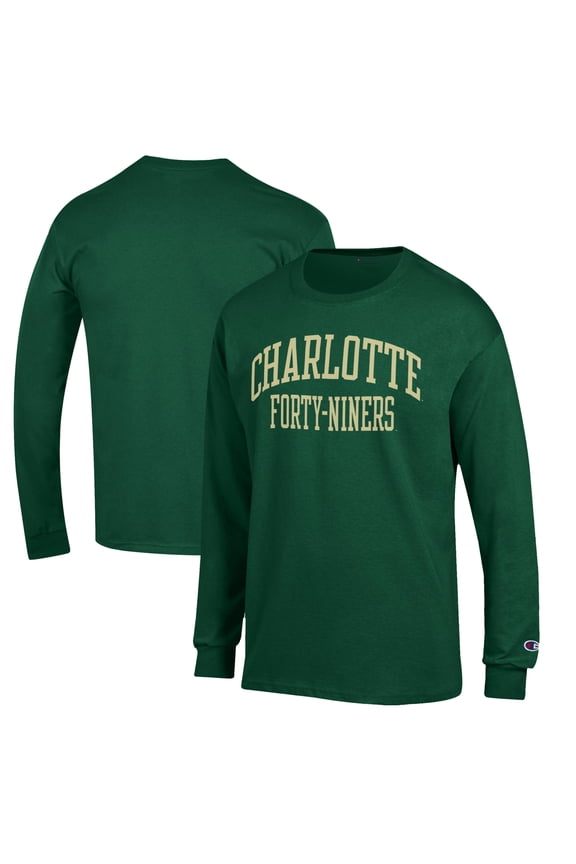 Men's Champion Green Charlotte 49ers Jersey Long Sleeve T-Shirt