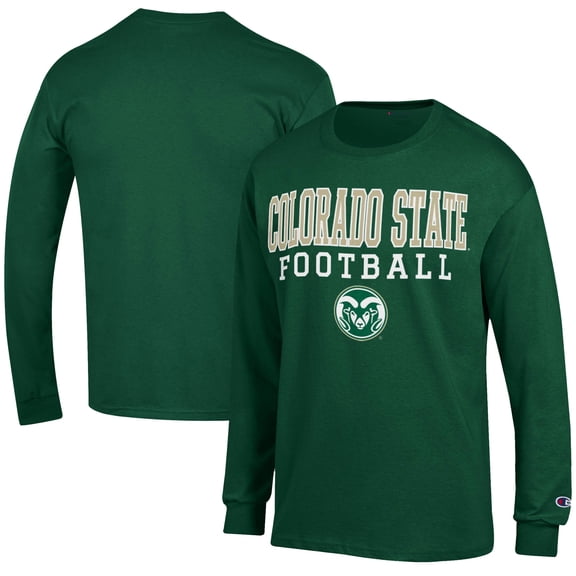 Men's Champion Green Colorado State Rams Football Jersey Long Sleeve T-Shirt