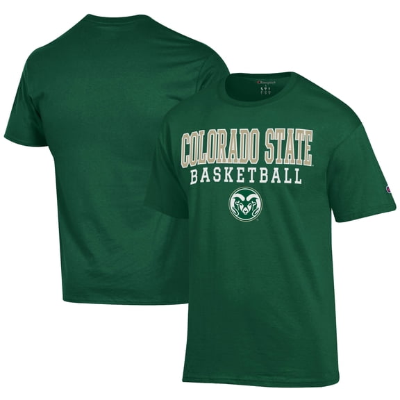 Men's Champion  Green Colorado State Rams Icon Logo Basketball Jersey T-Shirt