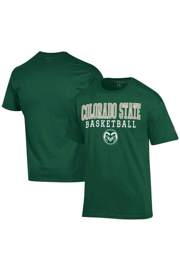 Men's Champion  Green Colorado State Rams Icon Logo Basketball Jersey T-Shirt