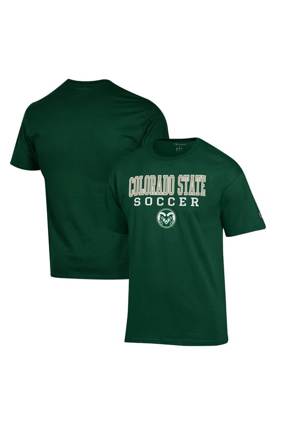 Men's Champion Green Colorado State Rams Soccer Stack Logo T-Shirt