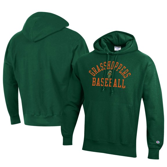 Men's Champion Green Greensboro Grasshoppers Baseball Reverse Weave Pullover Hoodie