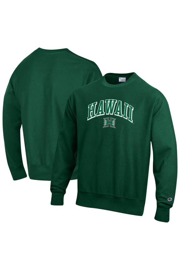 Men's Champion Green Hawaii Rainbow Warriors Reverse Weave Sweatshirt