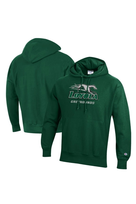 Men's Champion Green Loyola Greyhounds Reverse Weave Fleece Pullover Hoodie