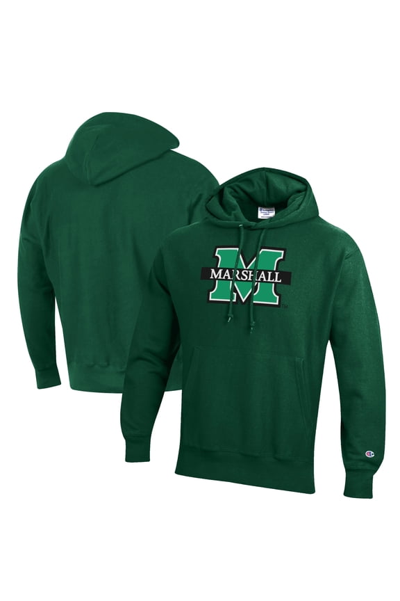 Men's Champion Green Marshall Thundering Herd Reverse Weave Fleece Pullover Hoodie