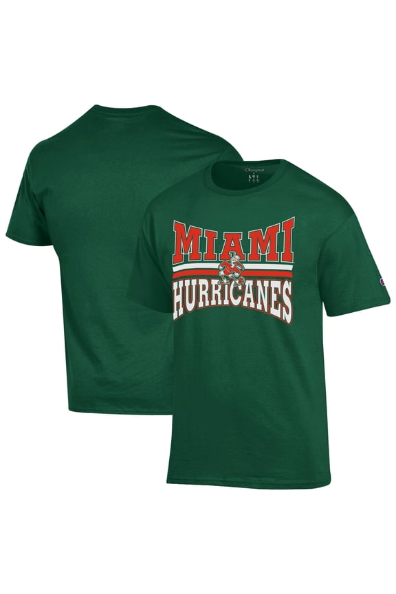 Men's Champion  Green Miami Hurricanes Team Zoom T-Shirt