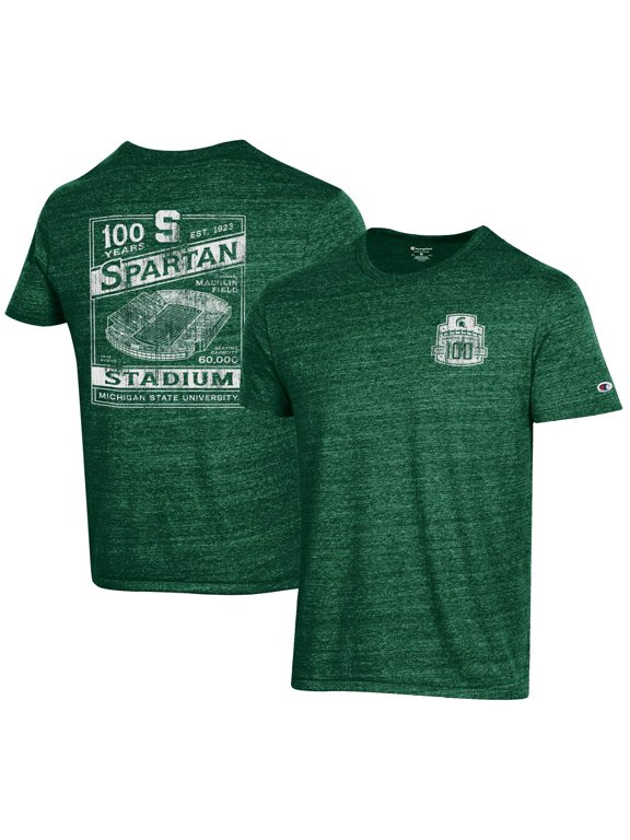 Men's Champion Green Michigan State Spartans 100th Anniversary Spartan Stadium T-Shirt