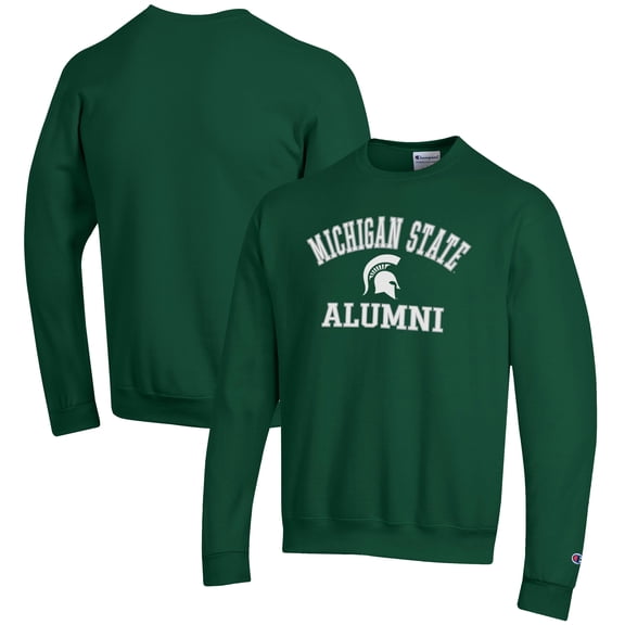 Men's Champion Green Michigan State Spartans Alumni Logo Arch Pullover Sweatshirt