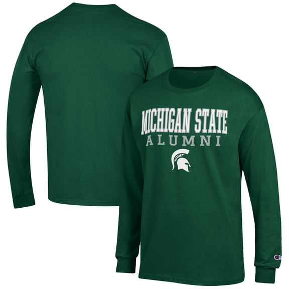 Men's Champion Green Michigan State Spartans Alumni Logo Stack Long Sleeve T-Shirt