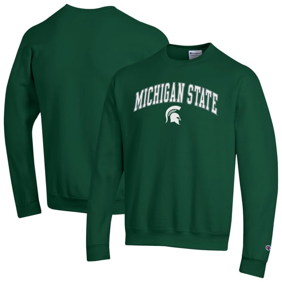 Men's-Champion  Green Michigan State Spartans Arch Over Logo Pullover Sweatshirt