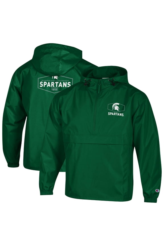 Men's Champion Green Michigan State Spartans Delay Packable Half-Zip Jacket