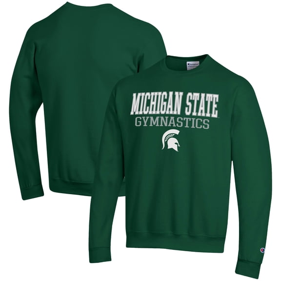 Men's Champion Green Michigan State Spartans Gymnastics Stack Powerblend Pullover Sweatshirt