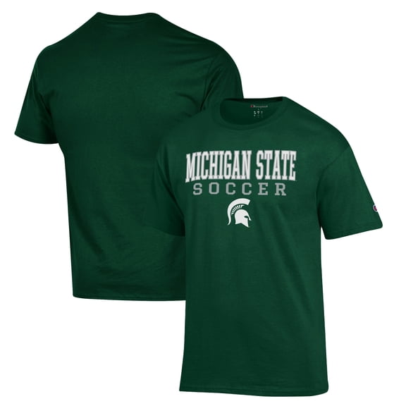 Men's Champion Green Michigan State Spartans Soccer Stack Logo T-Shirt